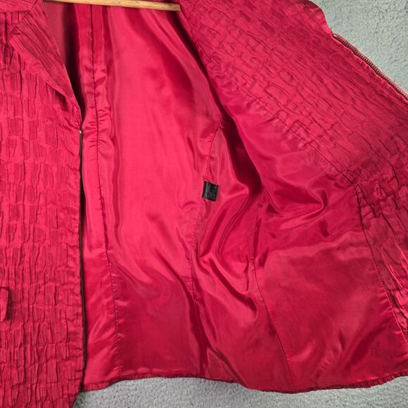 Preston York Red Zip Front Textured Blazer Jacket Size 12 Workwear Stretch Lined - Picture 9 of 13